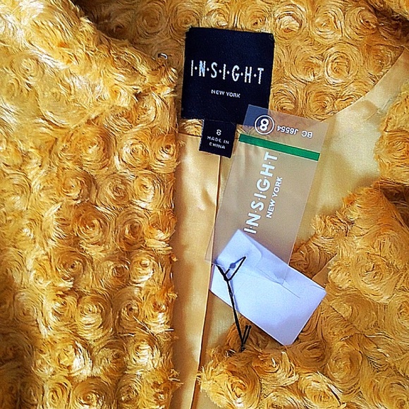 NWT Insight Faux Fur Rosette Belted Jacket - Picture 3 of 6